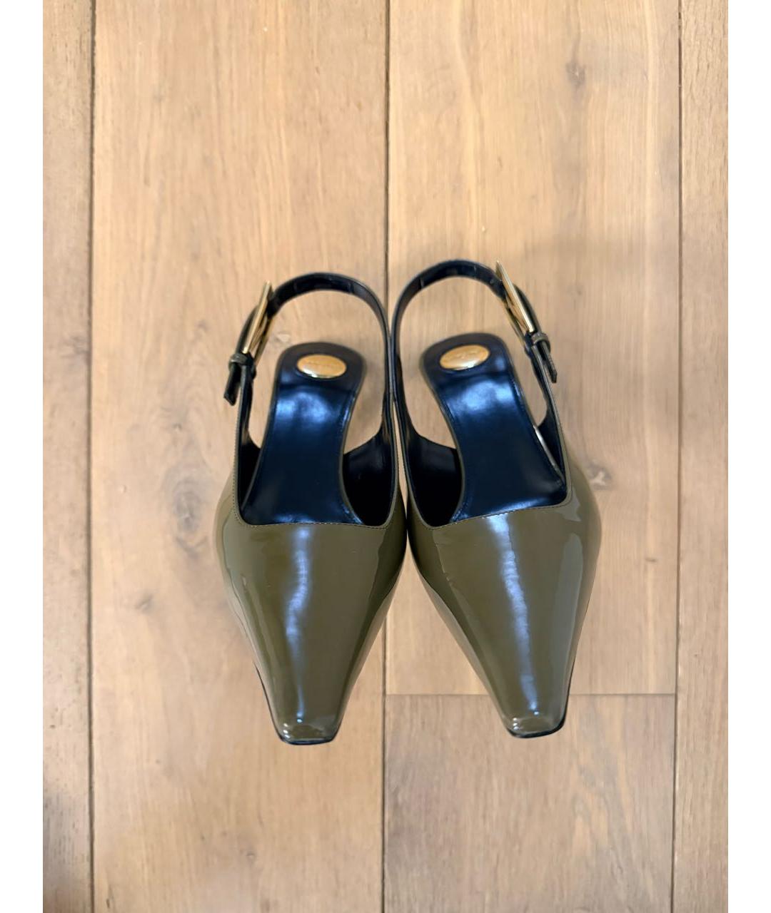 SAINT LAURENT Хаки туфли из лакированной кожи, фото 2