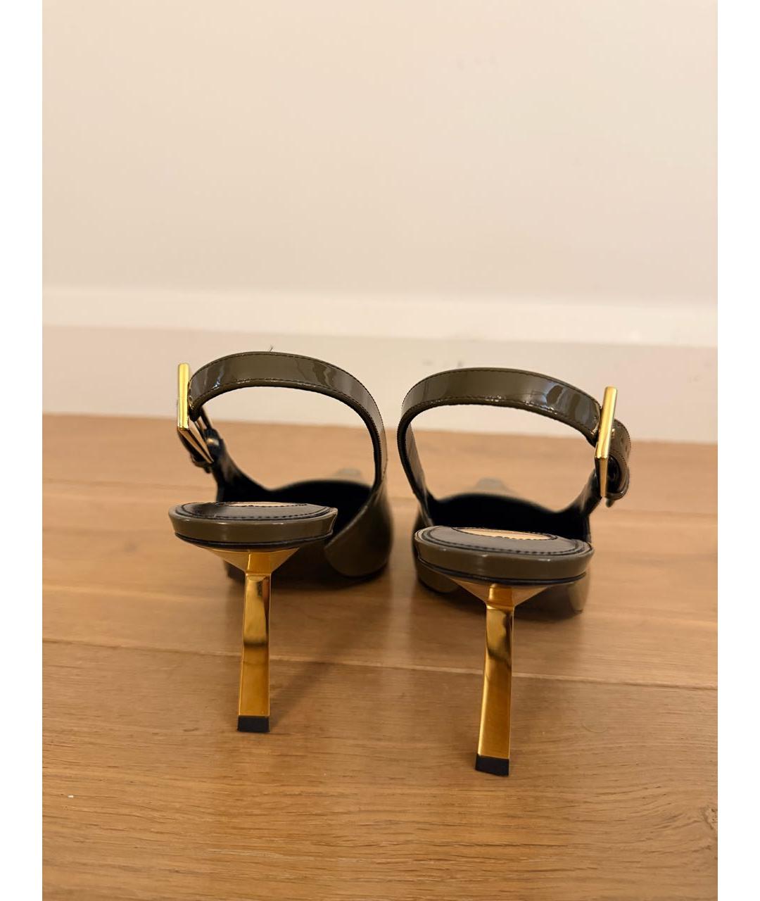 SAINT LAURENT Хаки туфли из лакированной кожи, фото 4