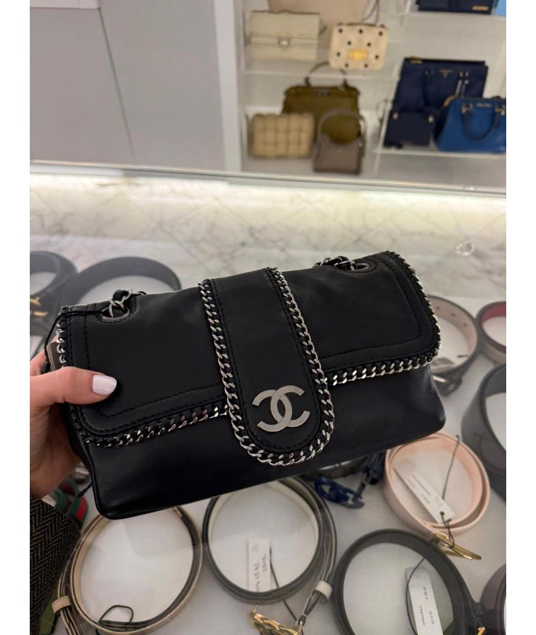 CHANEL Черная кожаная сумка через плечо, фото 5