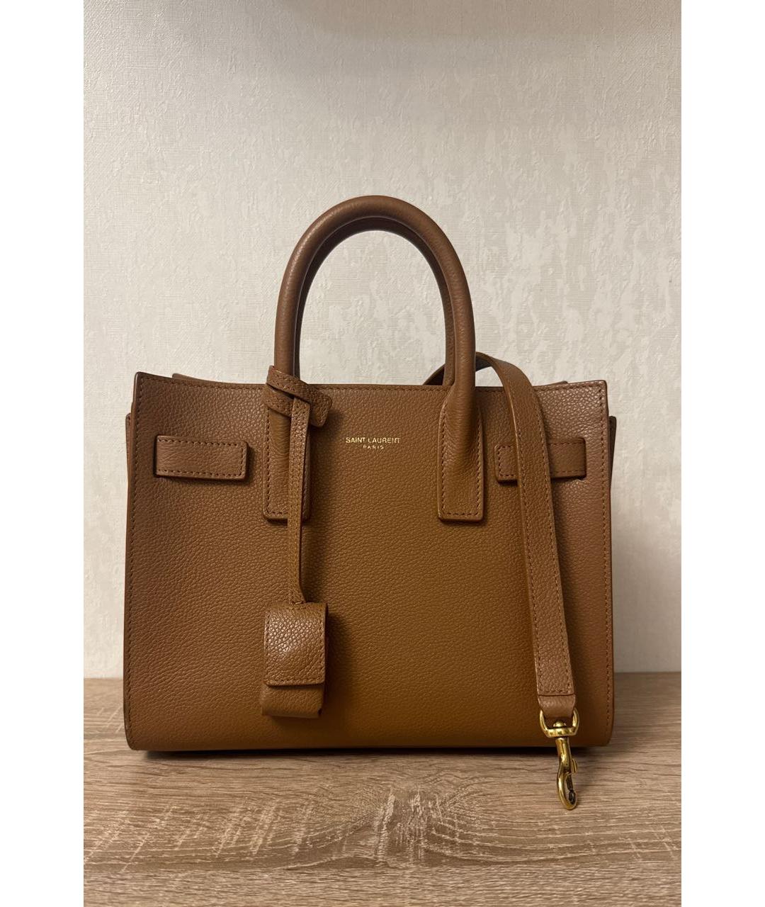 SAINT LAURENT Кожаная сумка с короткими ручками, фото 9