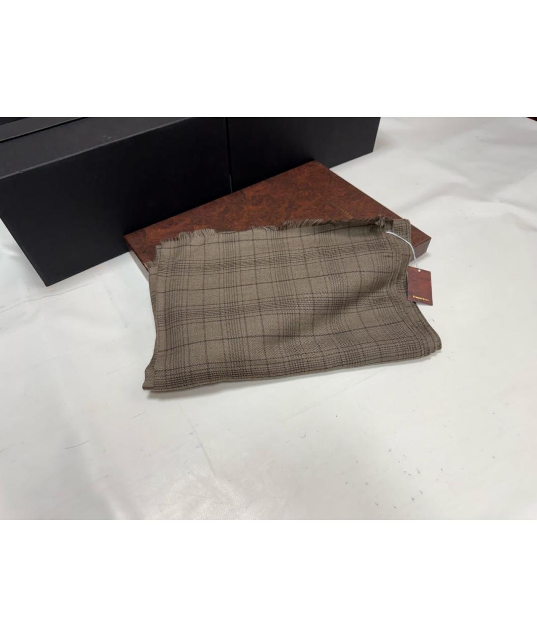 STEFANO RICCI Коричневый кашемировый шарф, фото 7