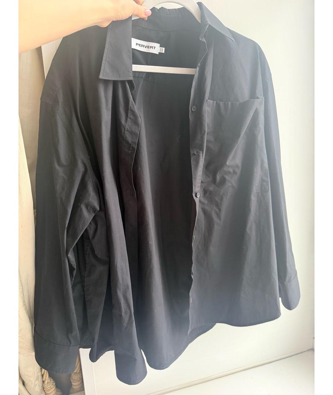 PERVERT Черная хлопковая рубашка, фото 2