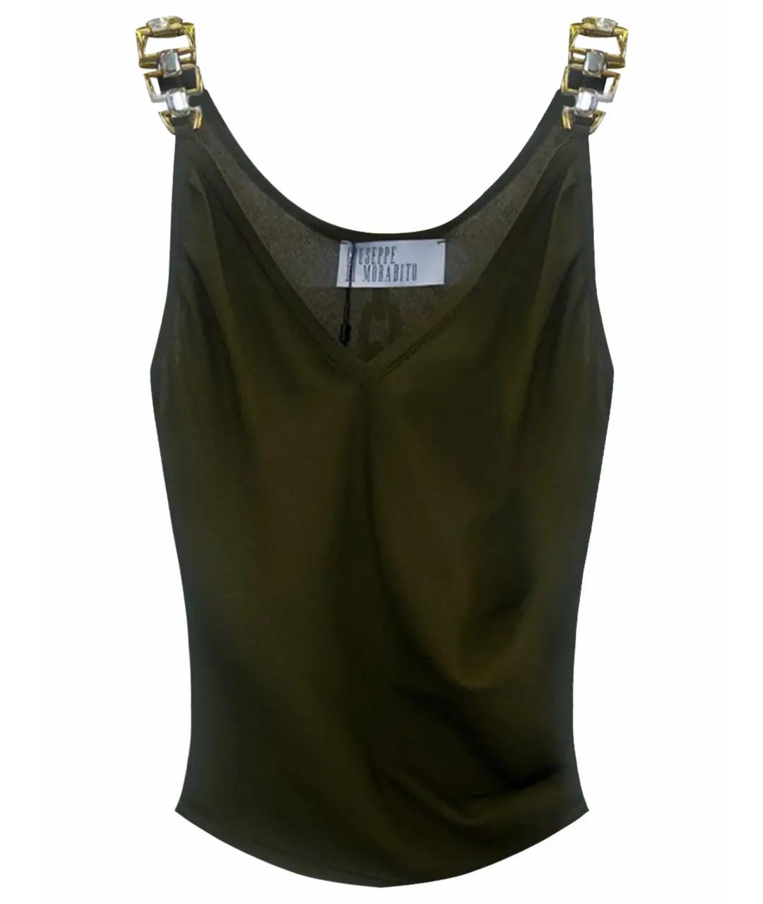 GIUSEPPE DI MORABITO Хаки вискозная майка, фото 1