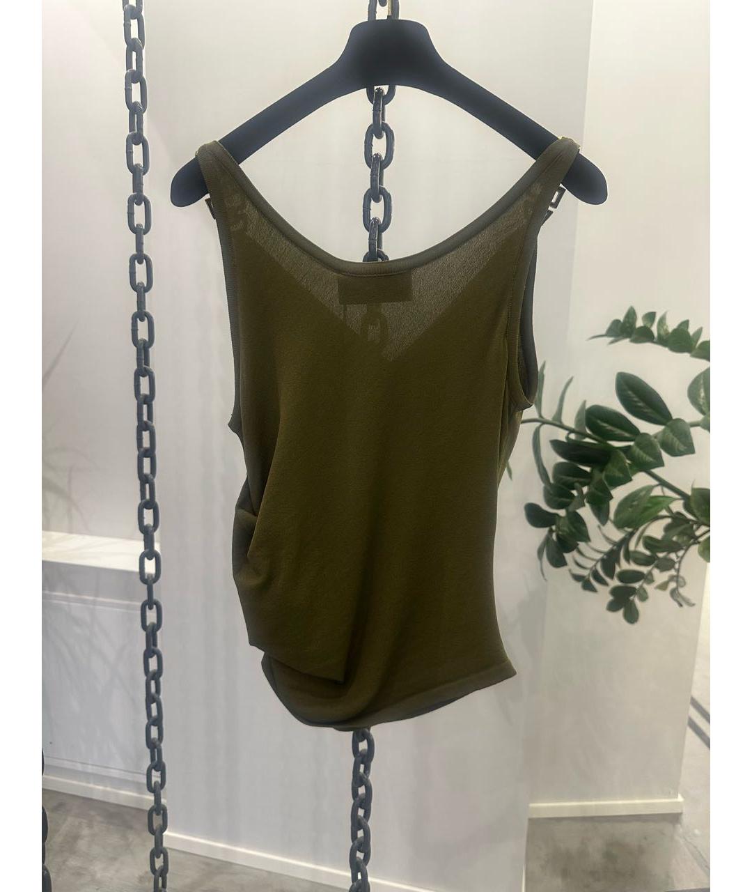 GIUSEPPE DI MORABITO Хаки вискозная майка, фото 3