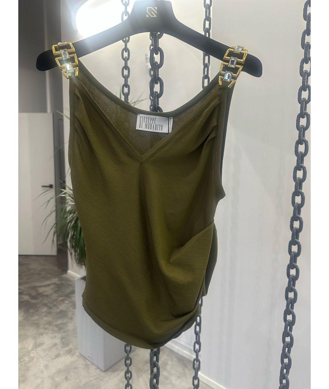 GIUSEPPE DI MORABITO Хаки вискозная майка, фото 2