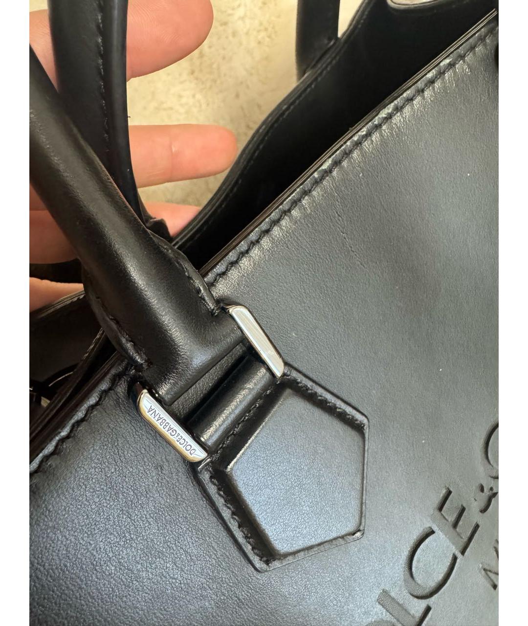 DOLCE&GABBANA Черная кожаная сумка тоут, фото 4