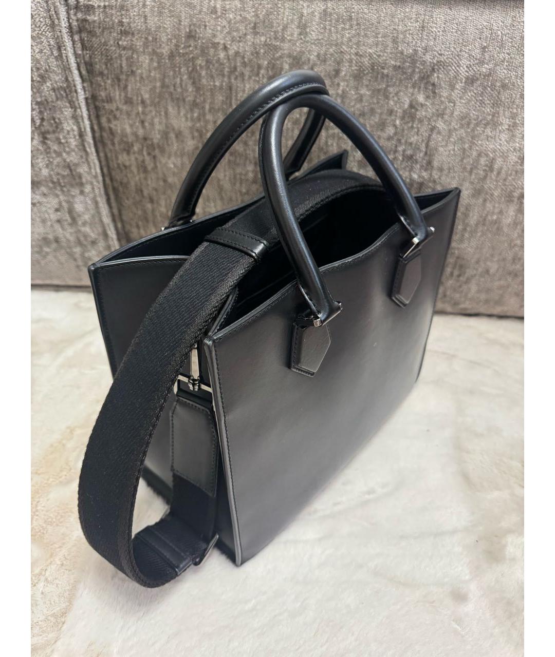 DOLCE&GABBANA Черная кожаная сумка тоут, фото 3