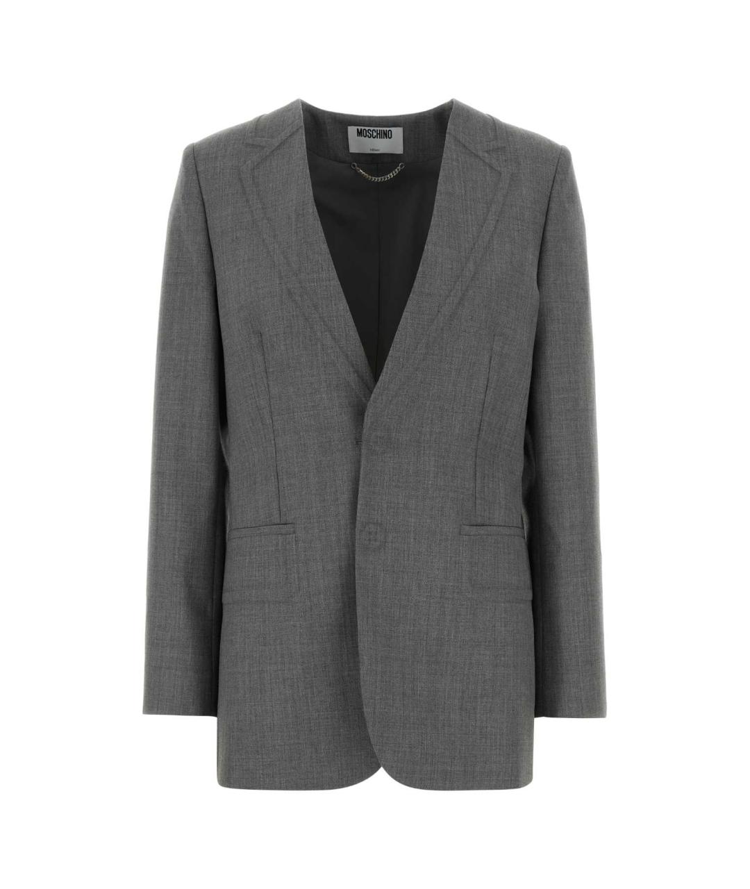 MOSCHINO Серый шерстяной жакет/пиджак, фото 1