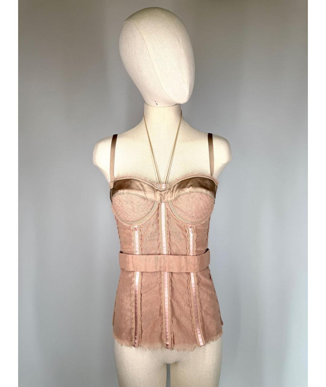 DOLCE&GABBANA Бежевый хлопко-эластановый корсет, фото 9