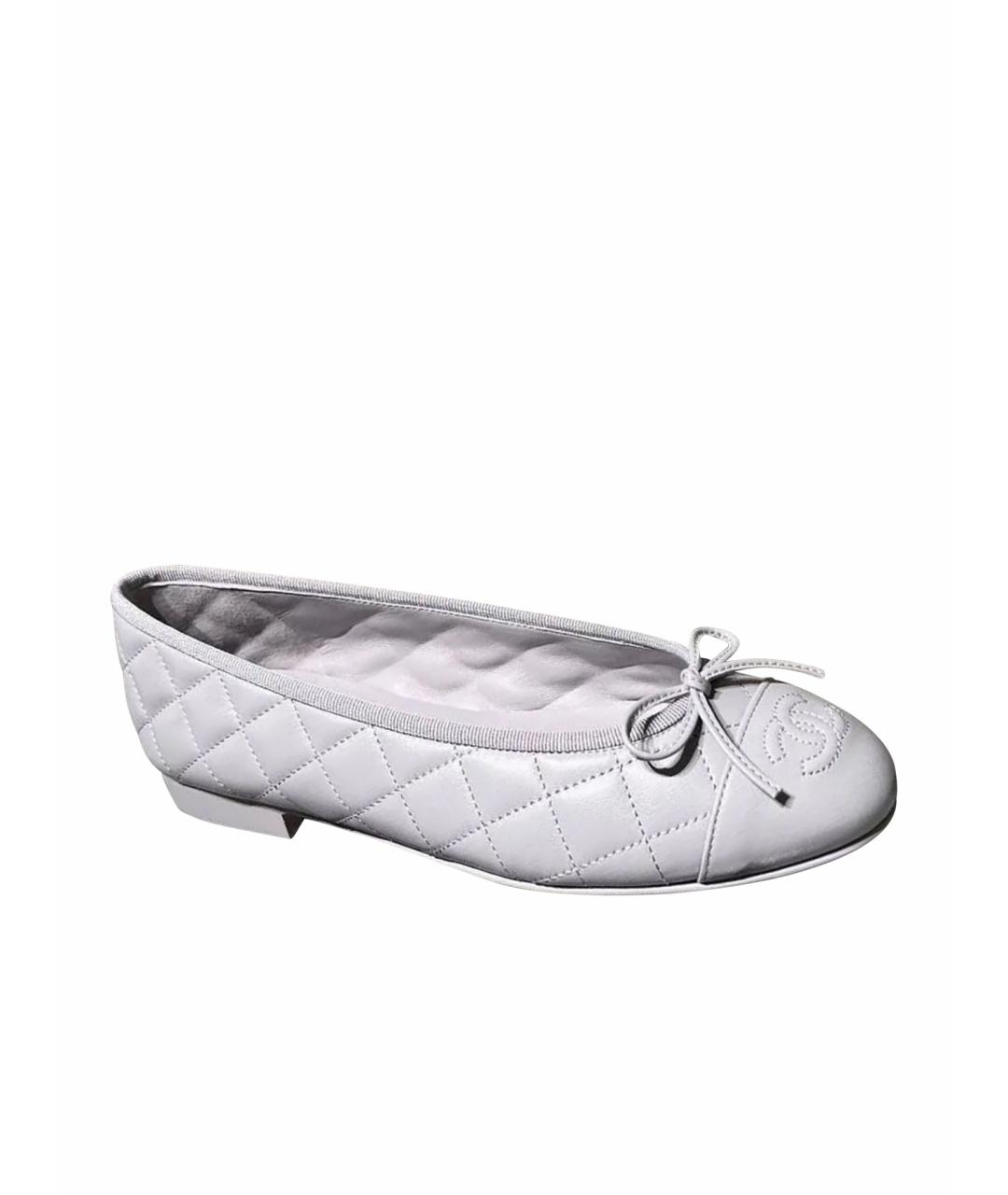CHANEL Серые кожаные балетки, фото 1