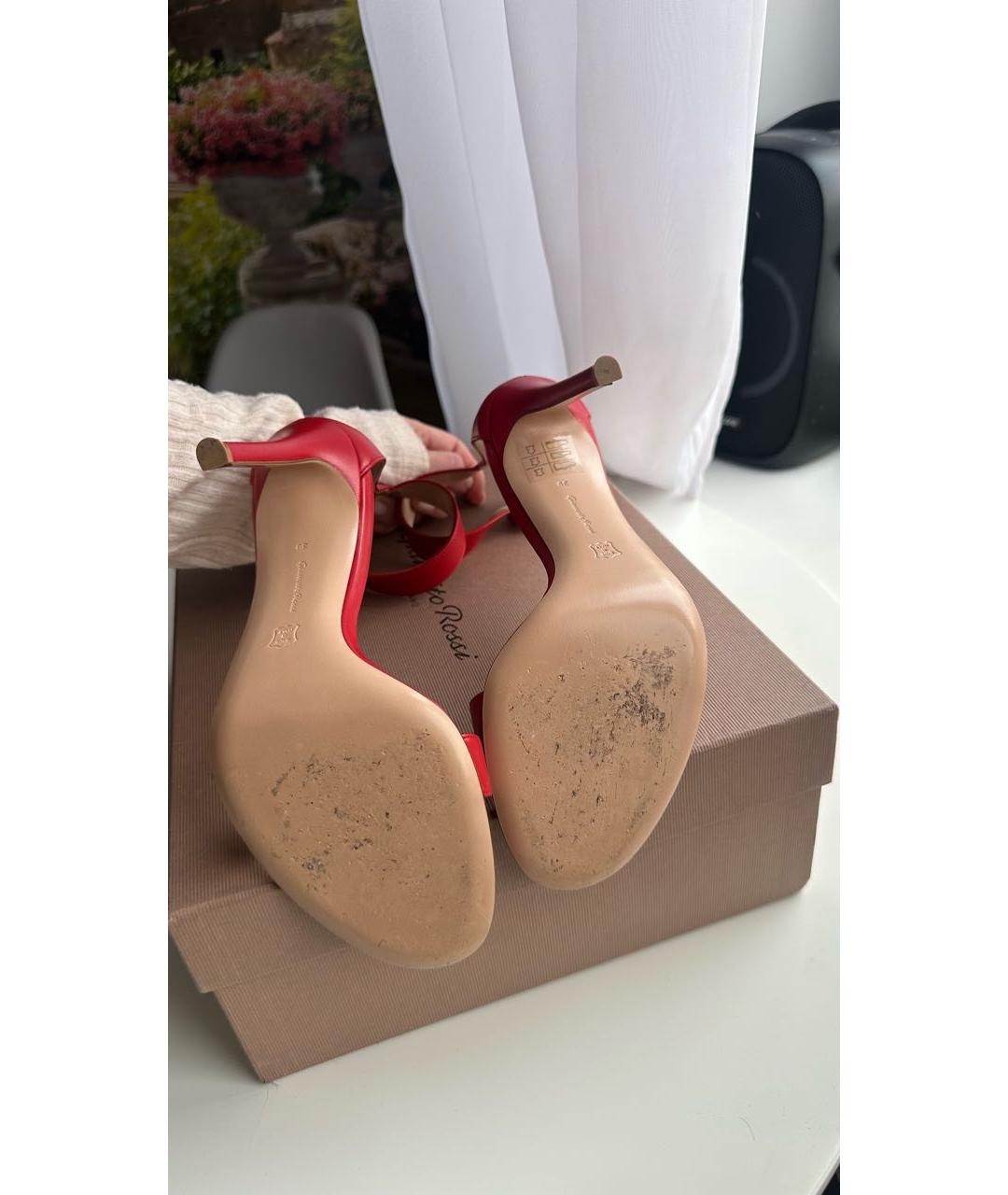 GIANVITO ROSSI Красные кожаные босоножки, фото 6