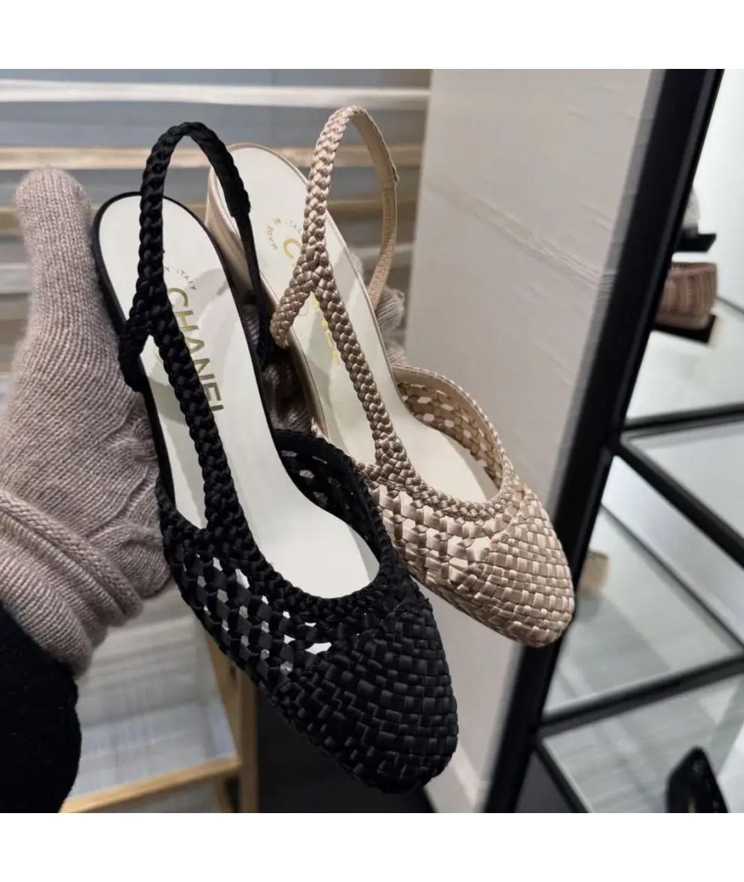 CHANEL Черные текстильные туфли, фото 3