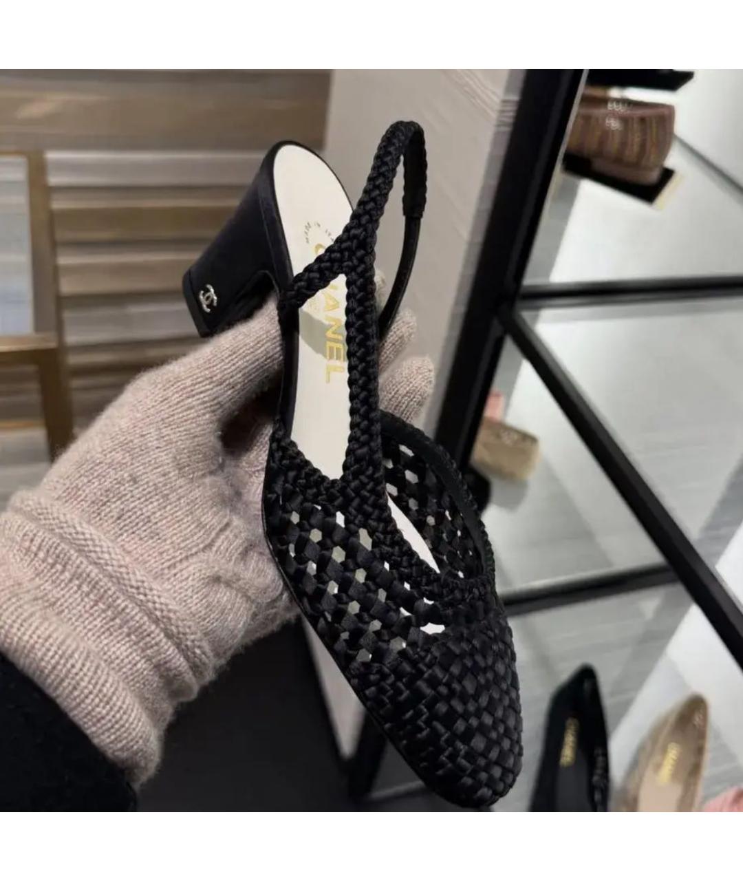 CHANEL Черные текстильные туфли, фото 2