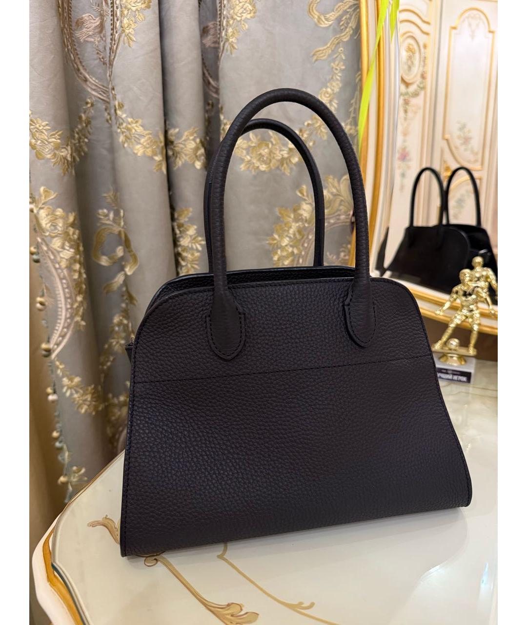 THE ROW Черная кожаная сумка с короткими ручками, фото 5