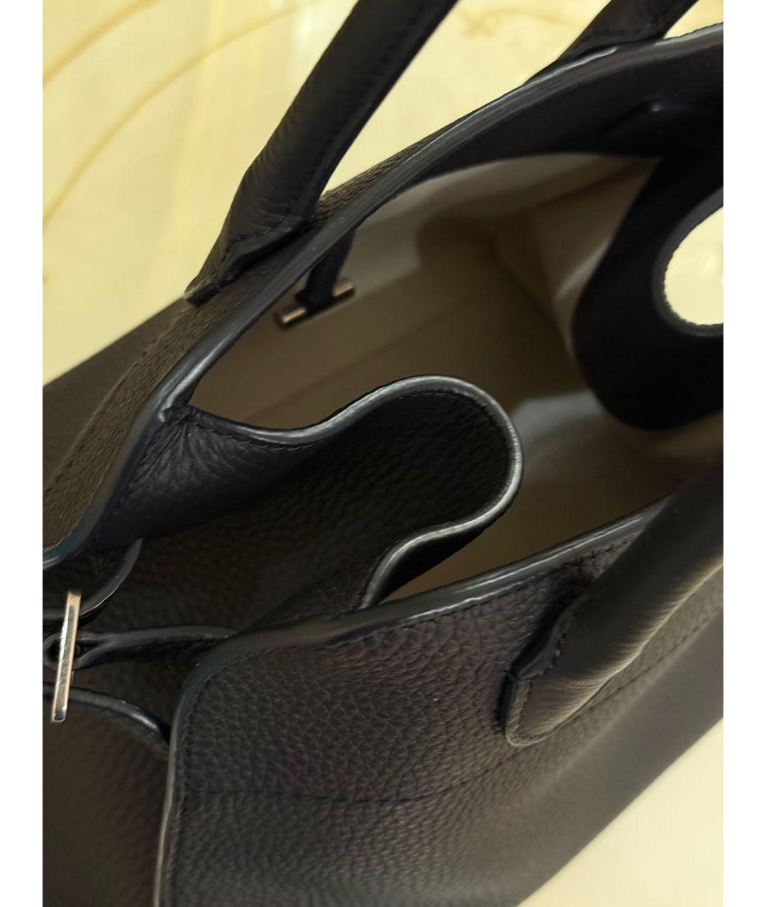 THE ROW Черная кожаная сумка с короткими ручками, фото 4