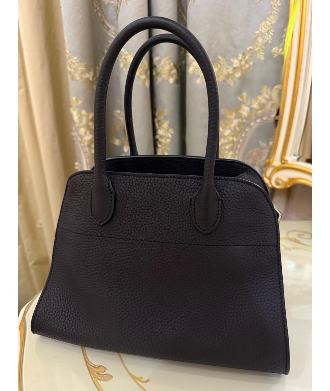 THE ROW Черная кожаная сумка с короткими ручками, фото 3