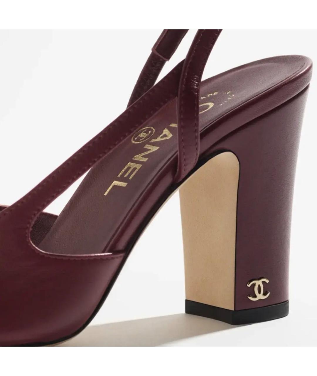 CHANEL Бордовые кожаные туфли, фото 3