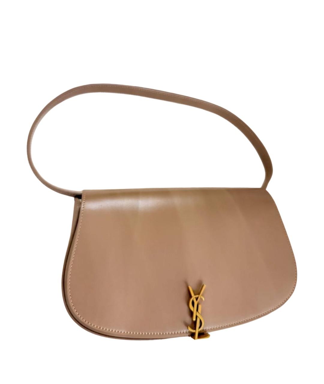 SAINT LAURENT Бежевая кожаная сумка через плечо, фото 1