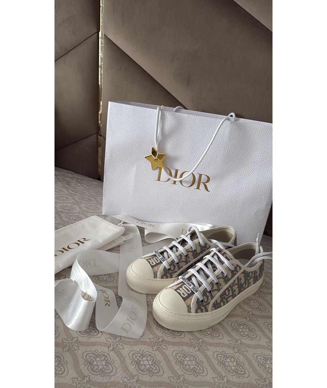 CHRISTIAN DIOR Серые текстильные кеды, фото 2