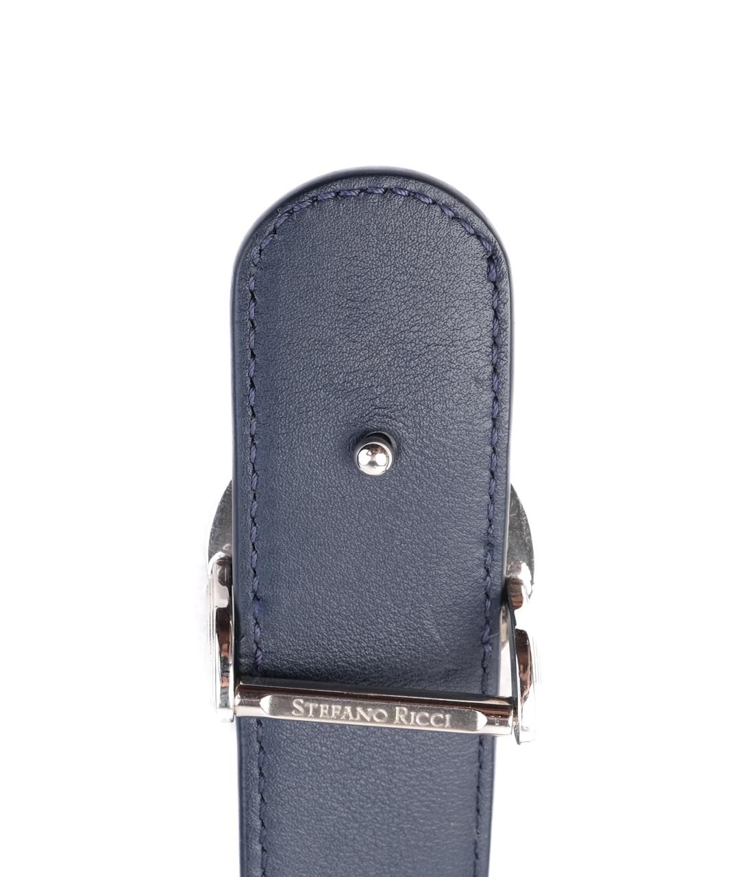 STEFANO RICCI Темно-синий кожаный ремень, фото 2