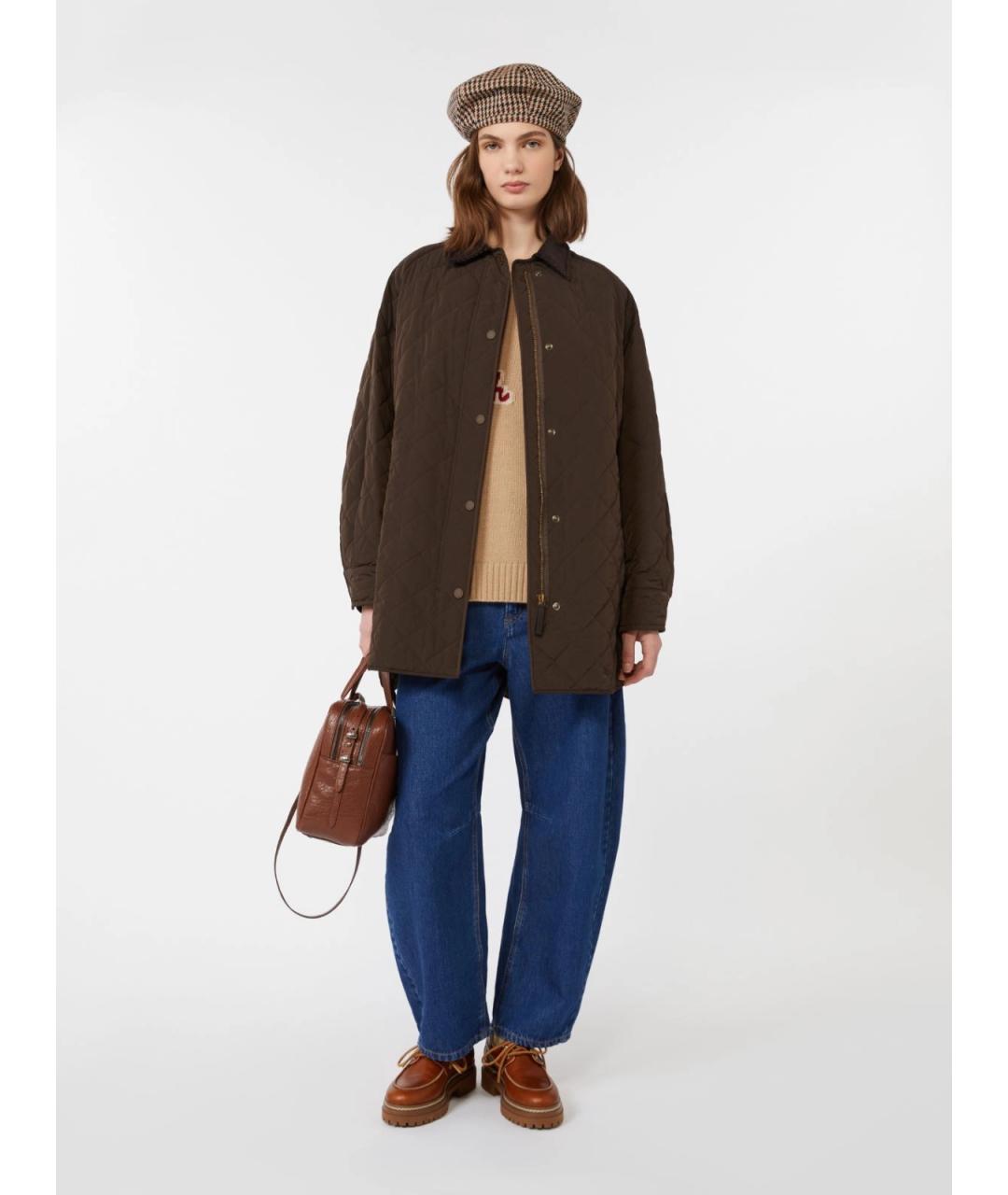 WEEKEND MAX MARA Коричневая полиэстеровая куртка, фото 4