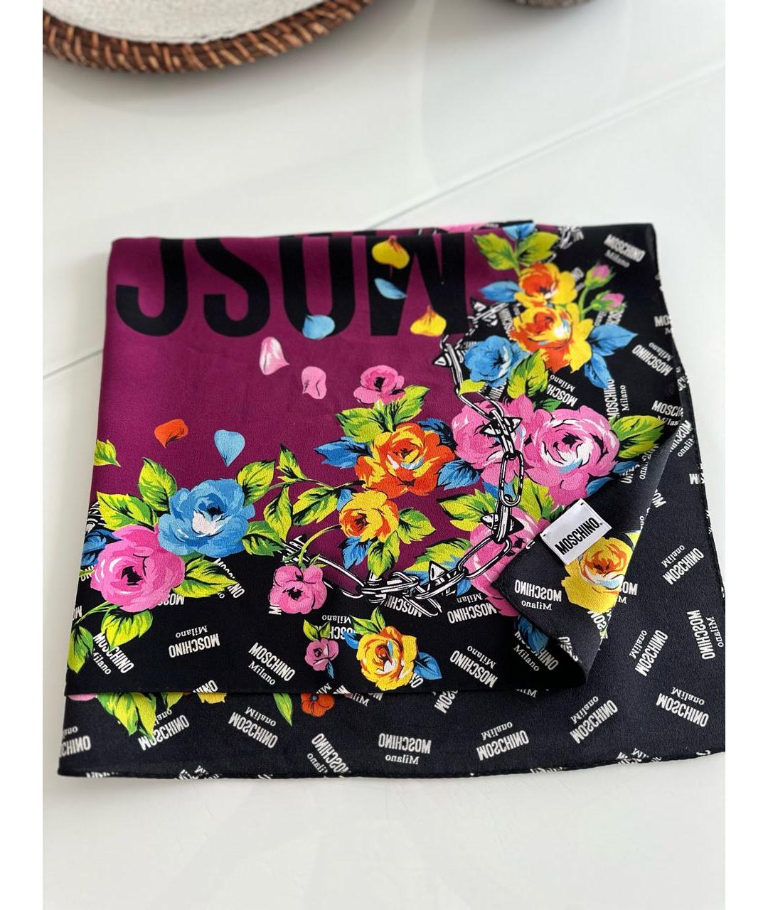 MOSCHINO Фиолетовый шелковый платок, фото 5