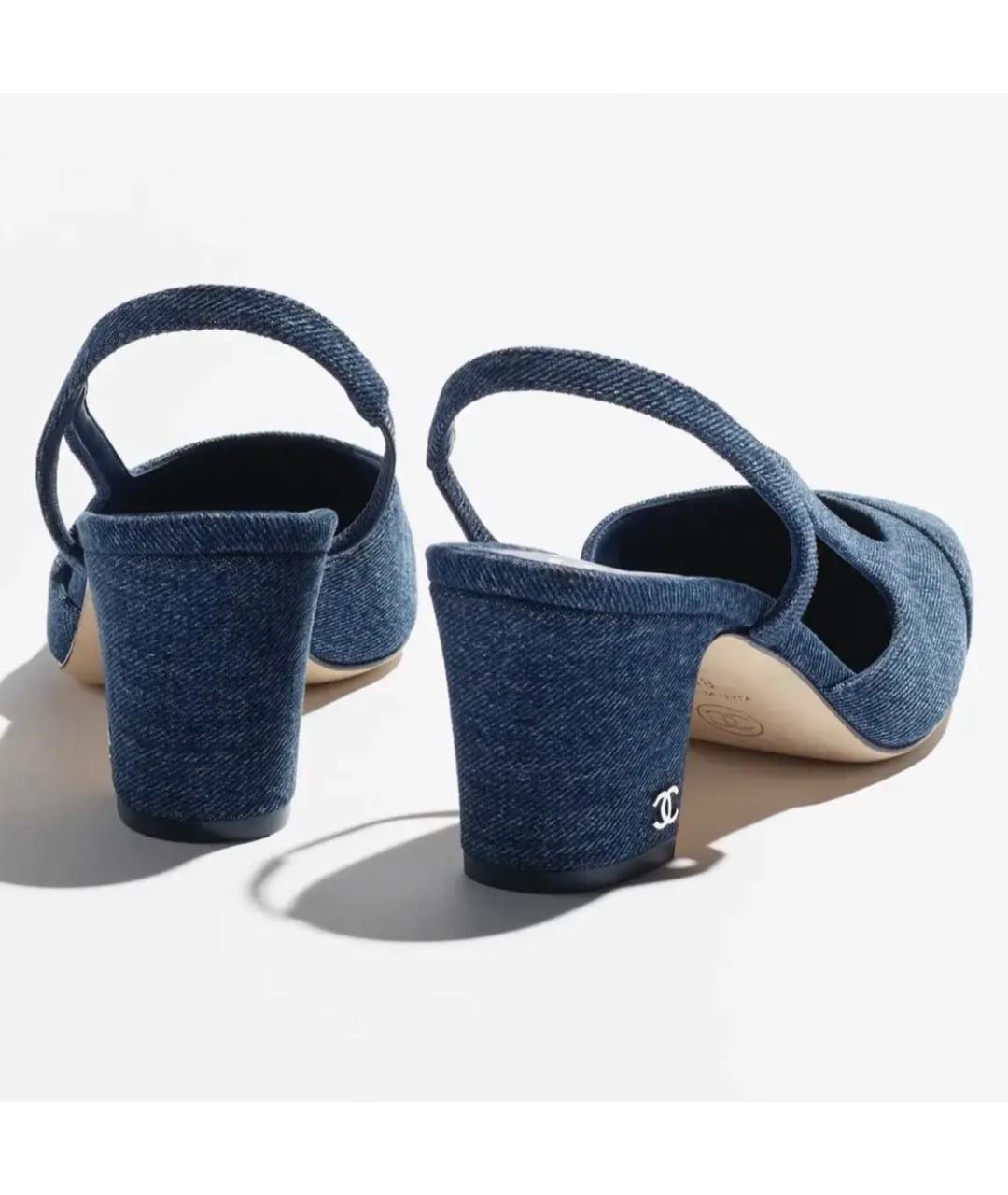 CHANEL Синие текстильные туфли, фото 3