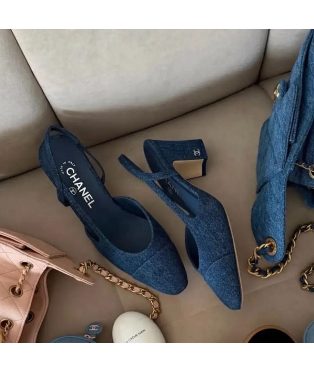 CHANEL Синие текстильные туфли, фото 5