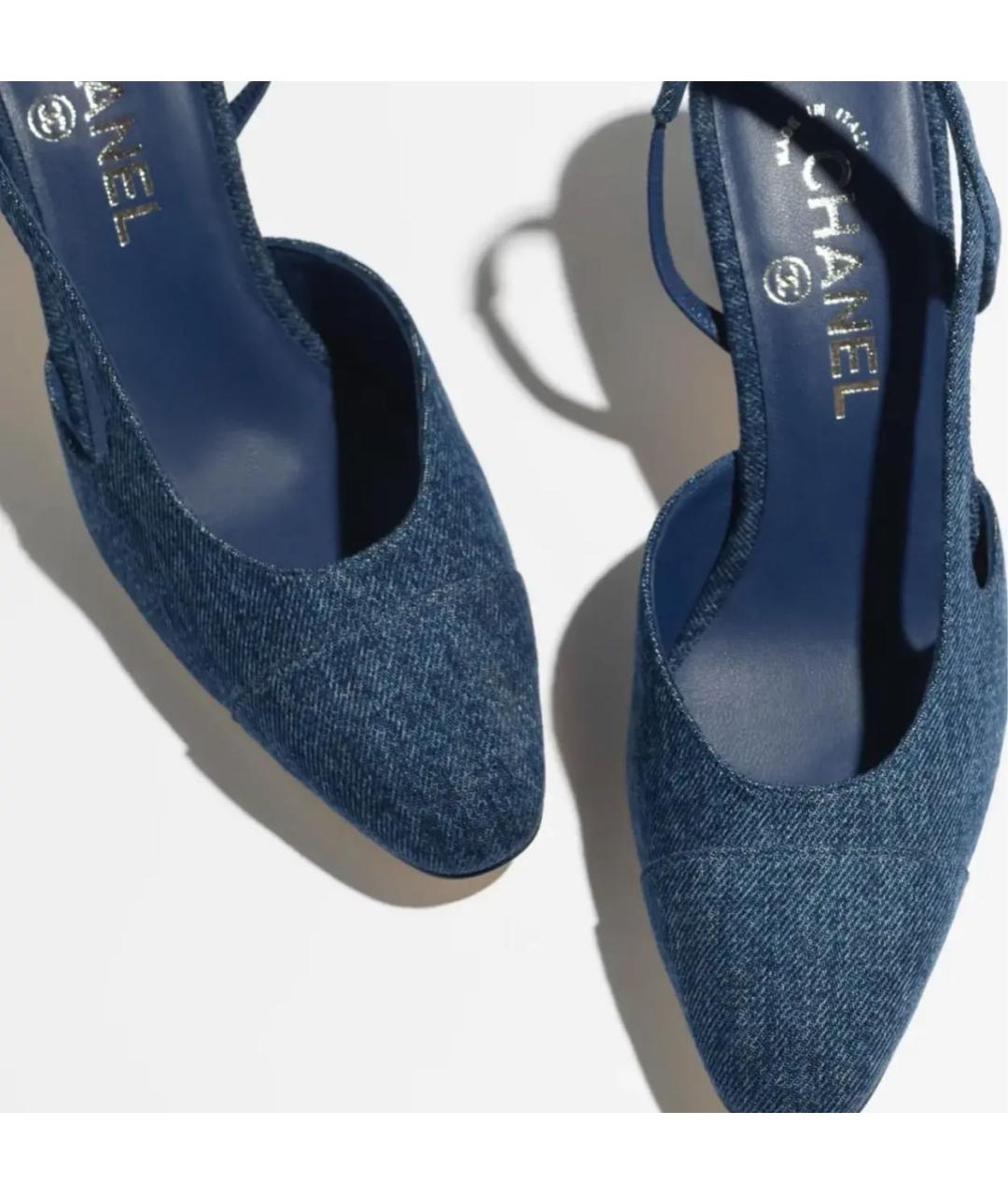 CHANEL Синие текстильные туфли, фото 4