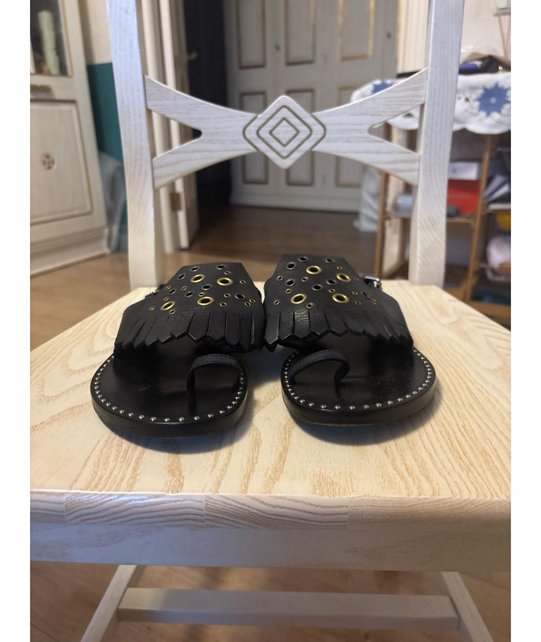 BURBERRY Черные кожаные босоножки, фото 2