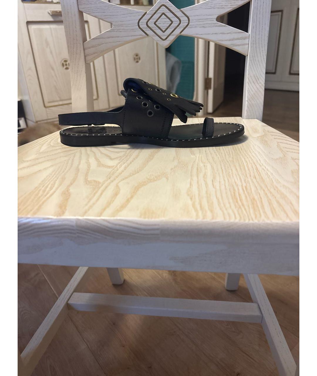 BURBERRY Черные кожаные босоножки, фото 6