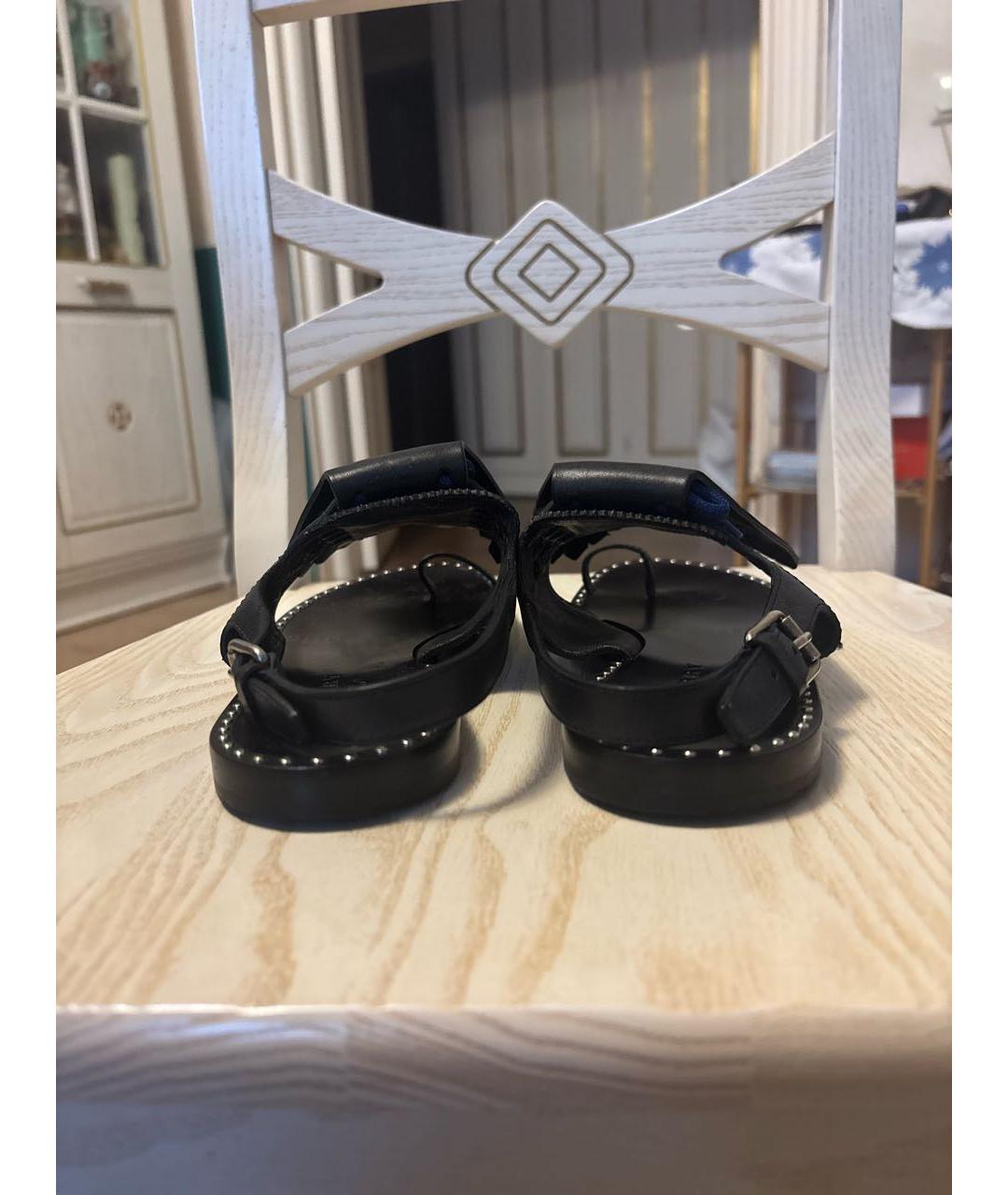 BURBERRY Черные кожаные босоножки, фото 4