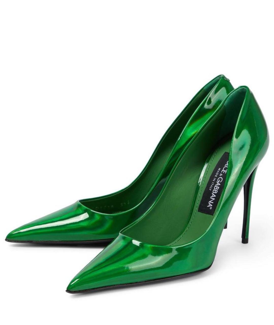 DOLCE&GABBANA Зеленые кожаные туфли, фото 4