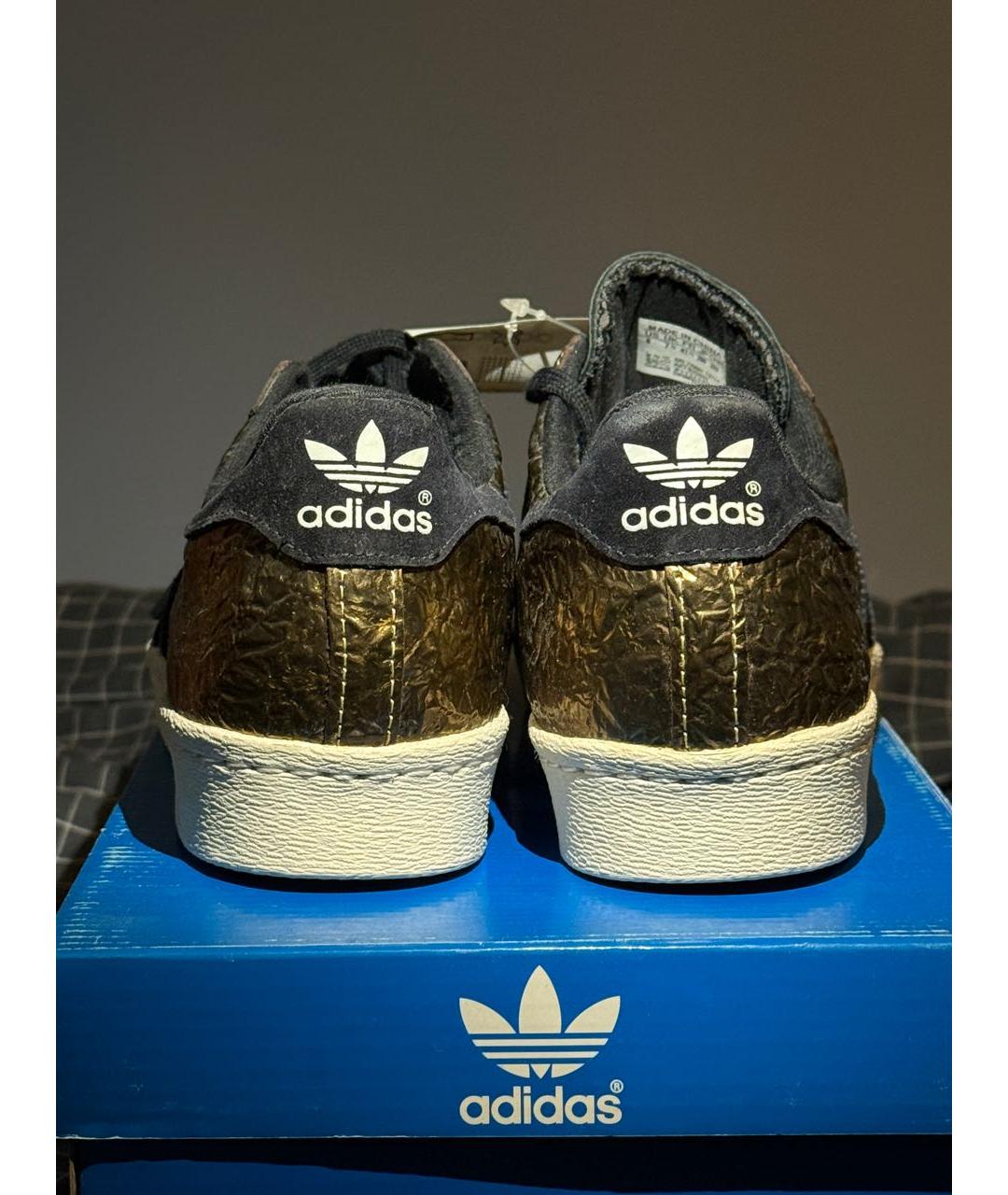 ADIDAS Золотые кожаные низкие кроссовки / кеды, фото 4