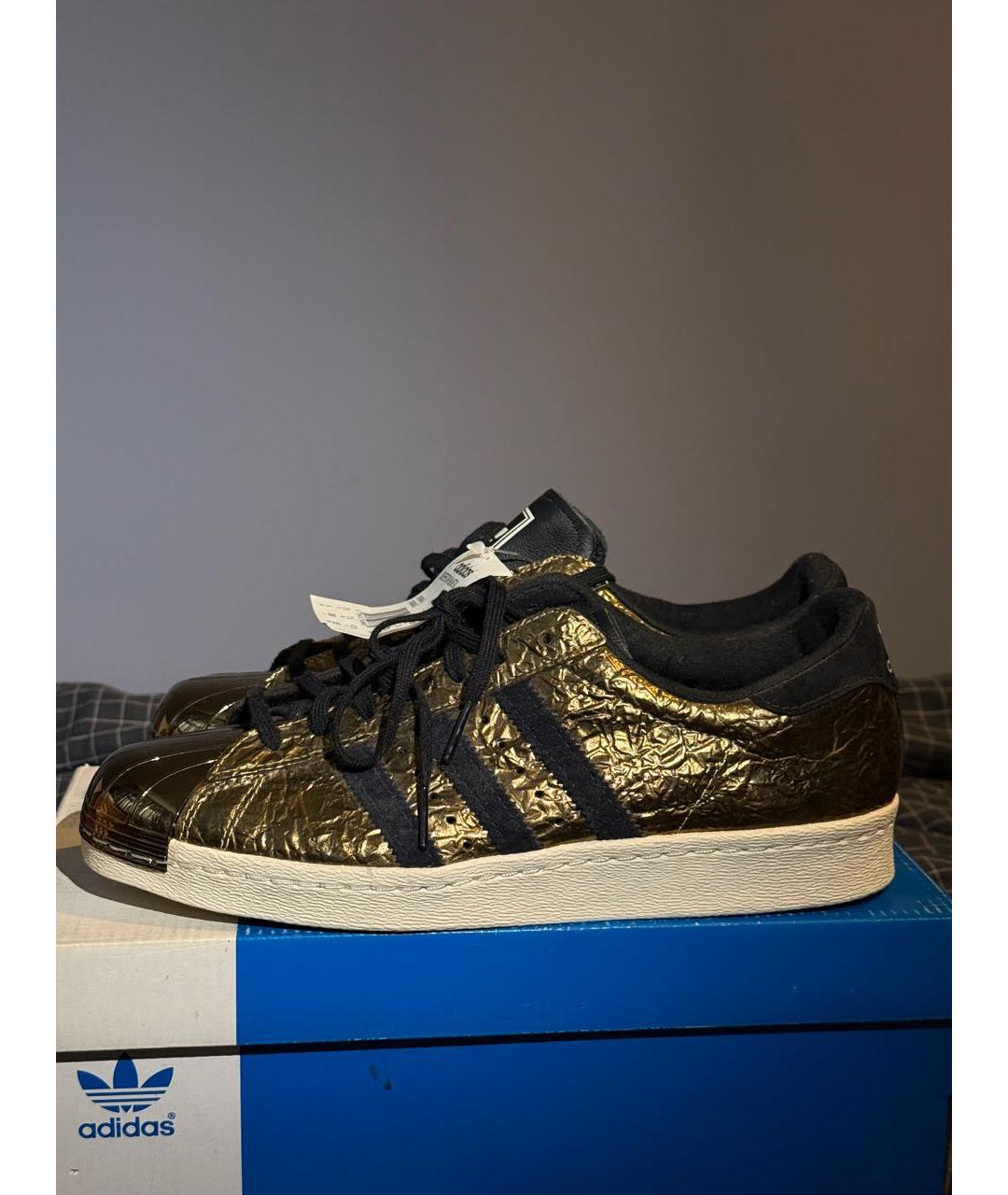 ADIDAS Золотые кожаные низкие кроссовки / кеды, фото 9