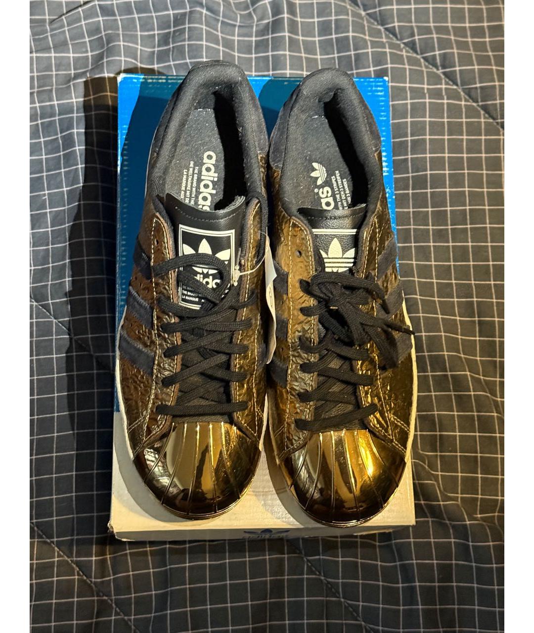 ADIDAS Золотые кожаные низкие кроссовки / кеды, фото 3