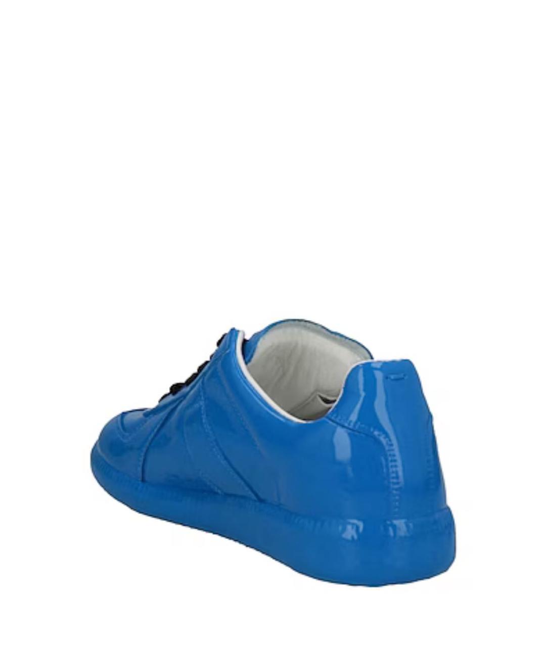 MAISON MARGIELA Синие низкие кроссовки / кеды из лакированной кожи, фото 3