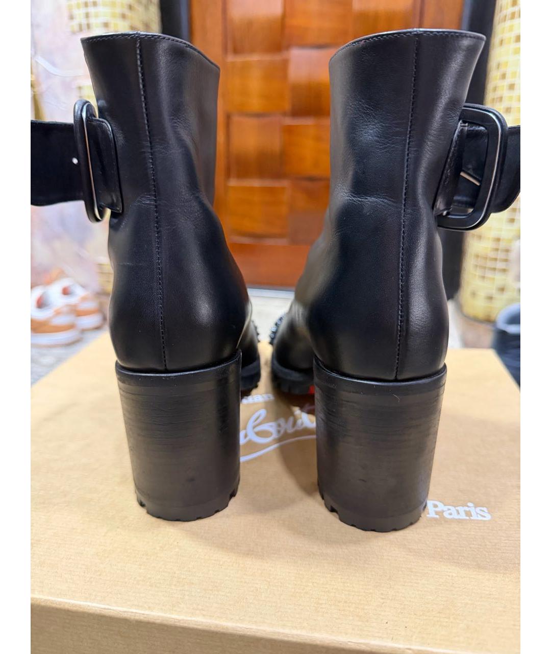 CHRISTIAN LOUBOUTIN Черные кожаные ботильоны, фото 4