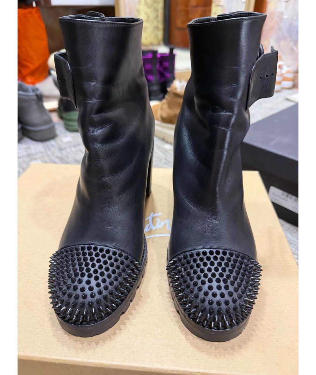 CHRISTIAN LOUBOUTIN Черные кожаные ботильоны, фото 2