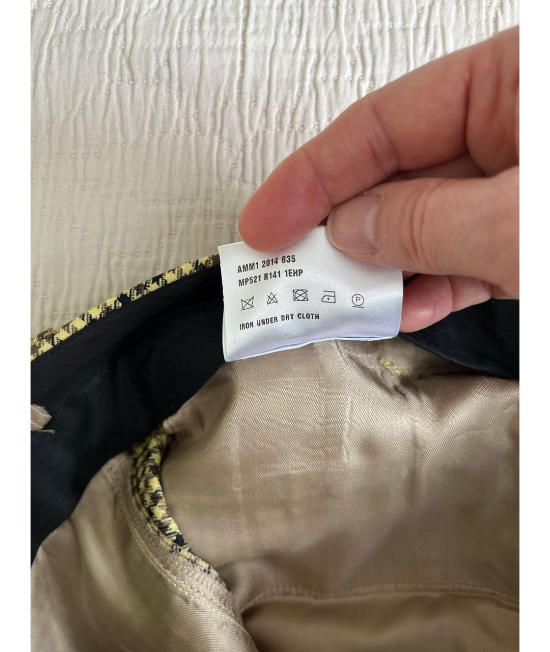 MIU MIU Горчичные шерстяные прямые брюки, фото 5