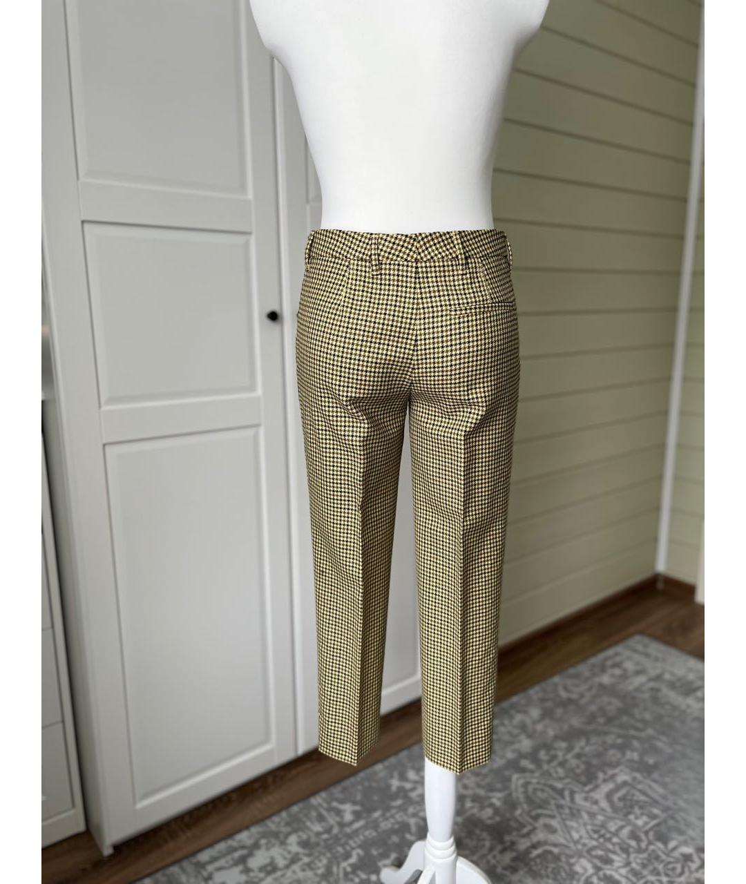 MIU MIU Горчичные шерстяные прямые брюки, фото 3