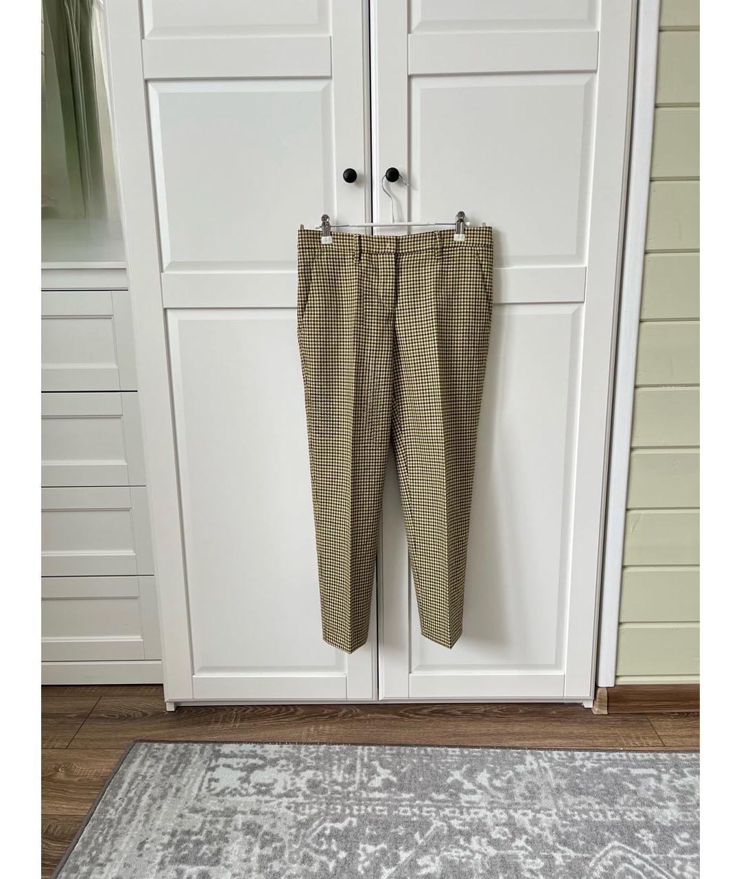 MIU MIU Горчичные шерстяные прямые брюки, фото 9