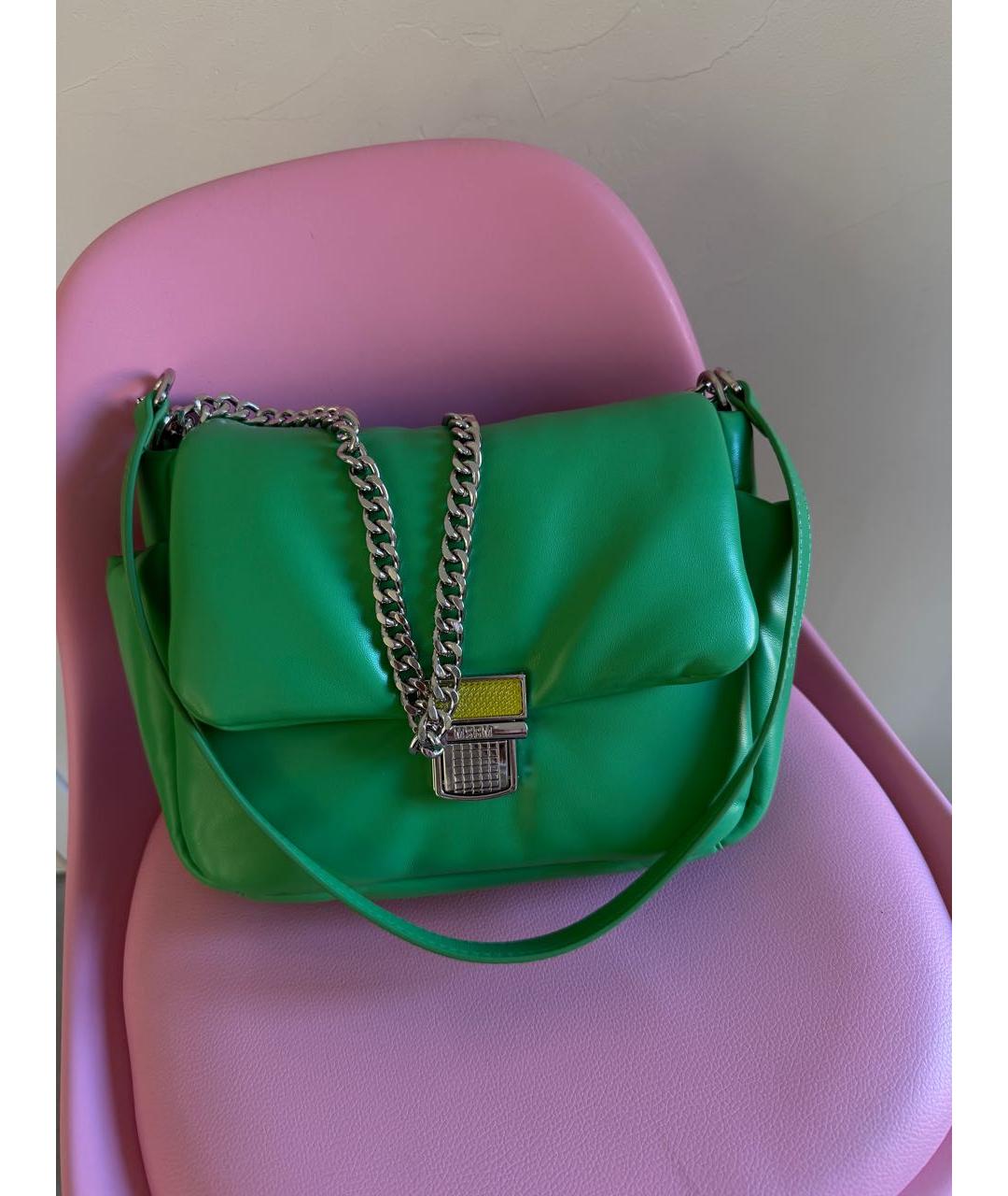 MSGM Зеленая кожаная сумка через плечо, фото 3