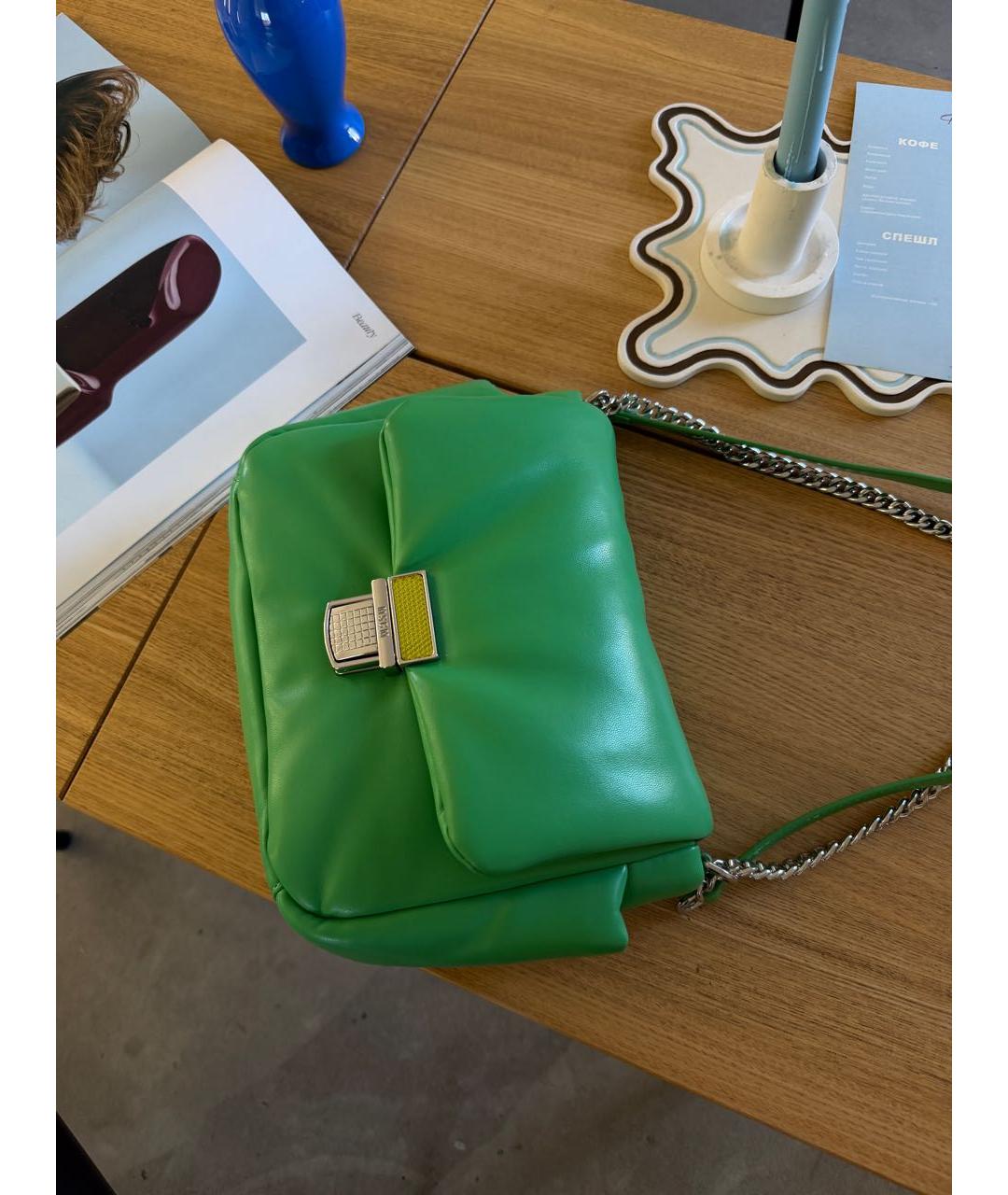 MSGM Зеленая кожаная сумка через плечо, фото 5
