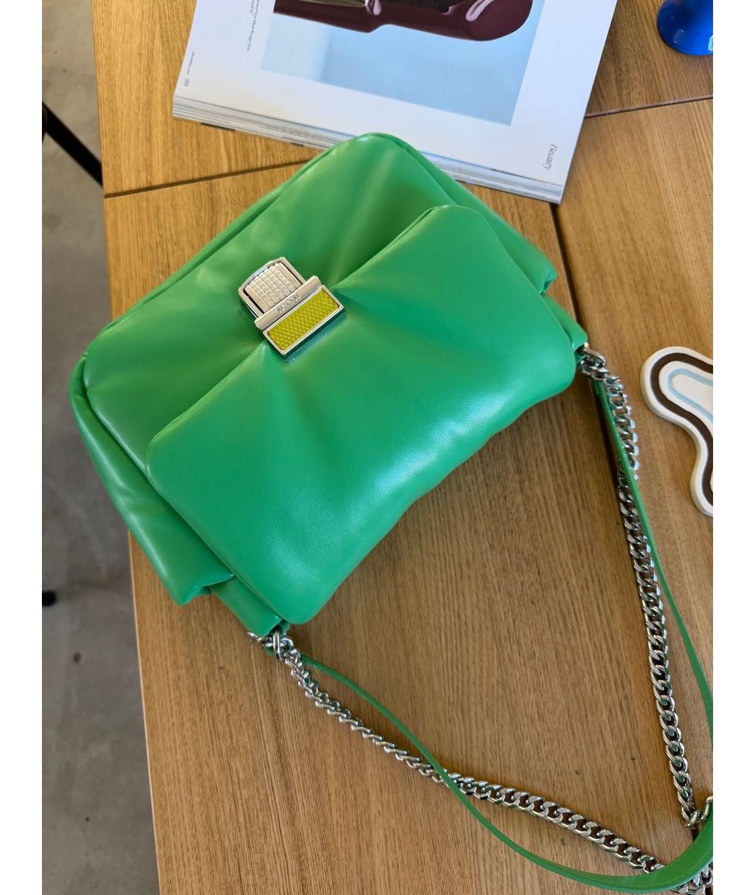 MSGM Зеленая кожаная сумка через плечо, фото 7