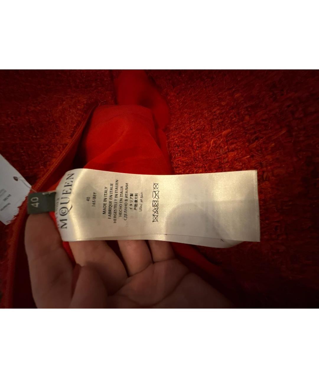 ALEXANDER MCQUEEN Красное шерстяное повседневное платье, фото 4