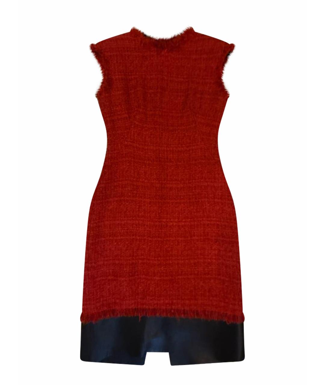 ALEXANDER MCQUEEN Красное шерстяное повседневное платье, фото 1