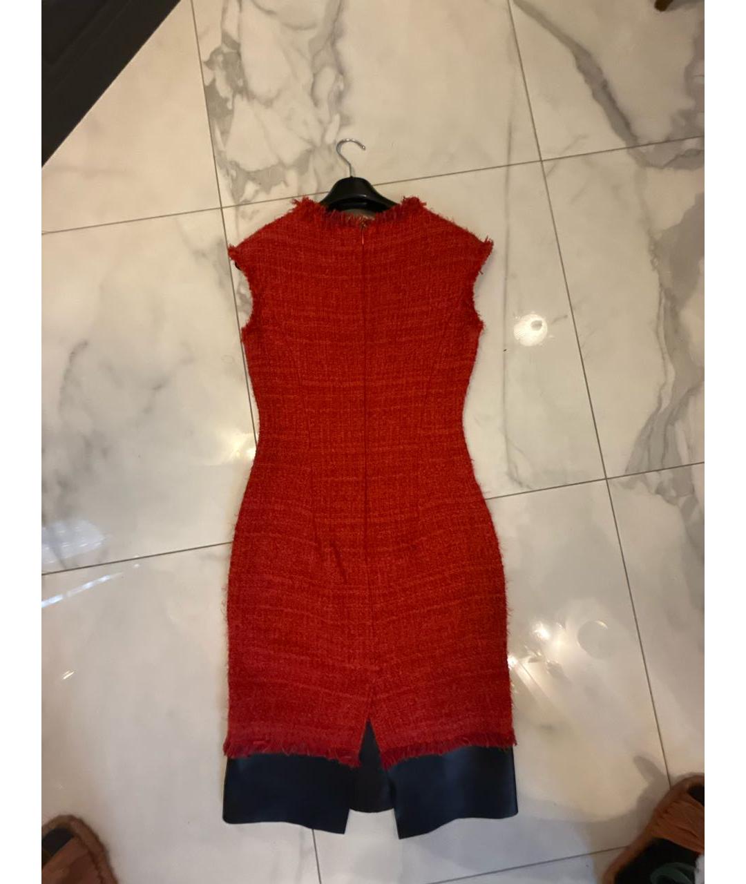 ALEXANDER MCQUEEN Красное шерстяное повседневное платье, фото 2
