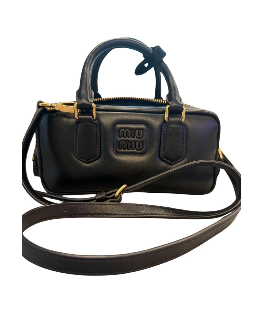 MIU MIU Черная кожаная сумка с короткими ручками, фото 1