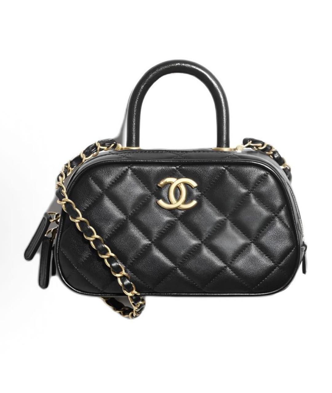 CHANEL Черная кожаная сумка с короткими ручками, фото 8